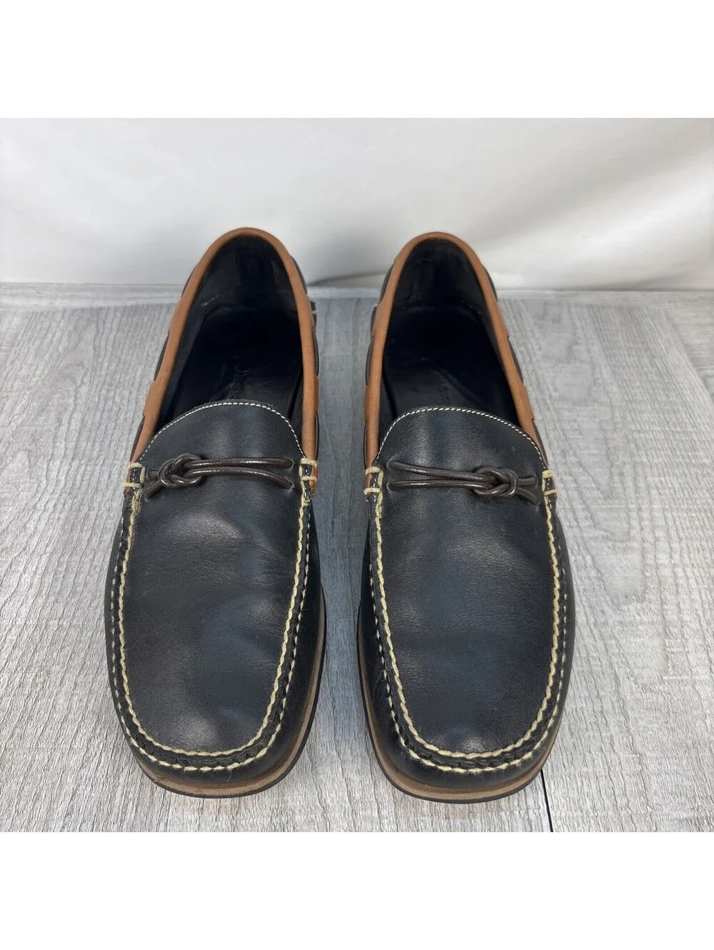 RZ Design Robert Zur Leather Loafer Boat Shoes Black Brown 10.5M